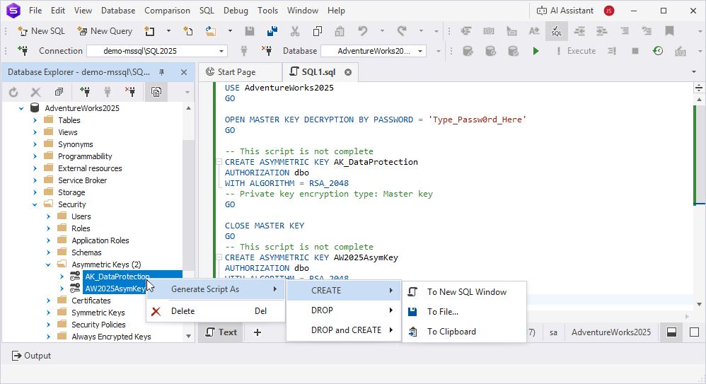 Bulk operations for multiple asymmetric keys