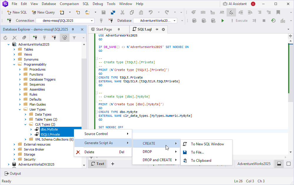 Bulk operations for multiple CLR types