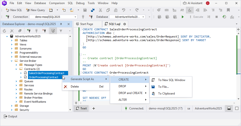 Bulk operations for multiple contracts