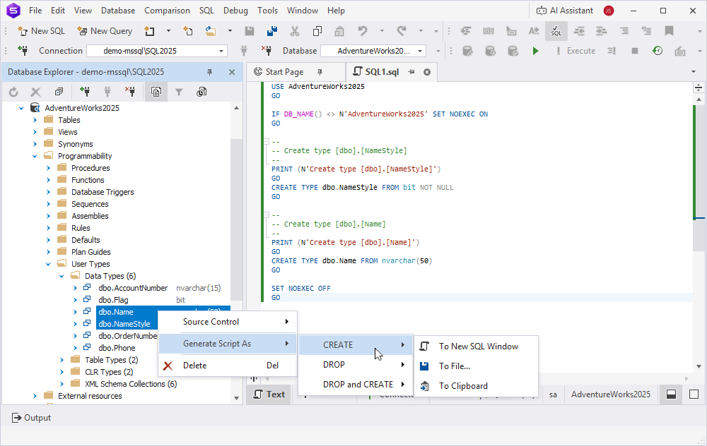 Bulk operations for multiple data types