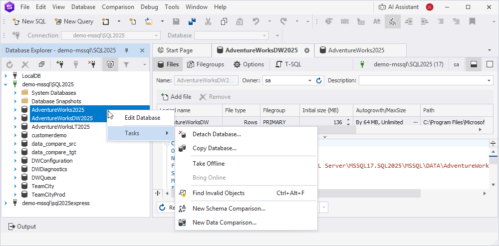 Bulk operations for multiple databases