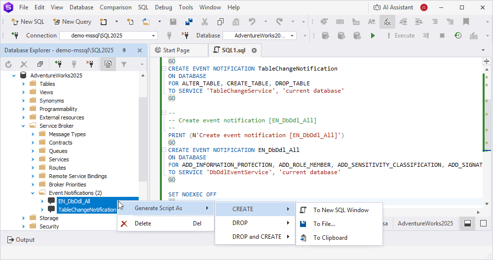 Bulk operations for multiple event notifications
