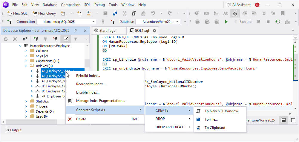 Bulk operations for multiple indexes