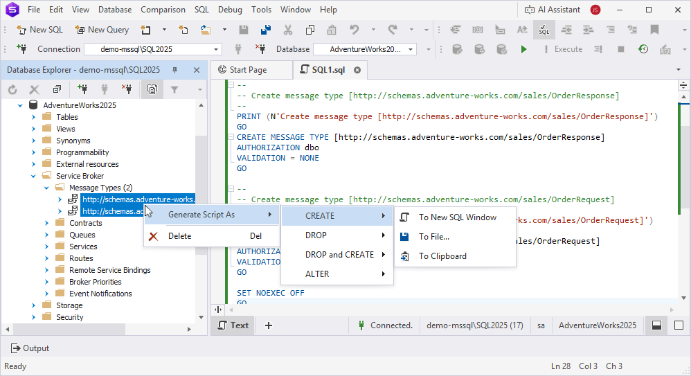 Bulk operations for multiple message types
