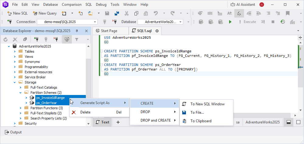 Bulk operations for multiple partition schemes