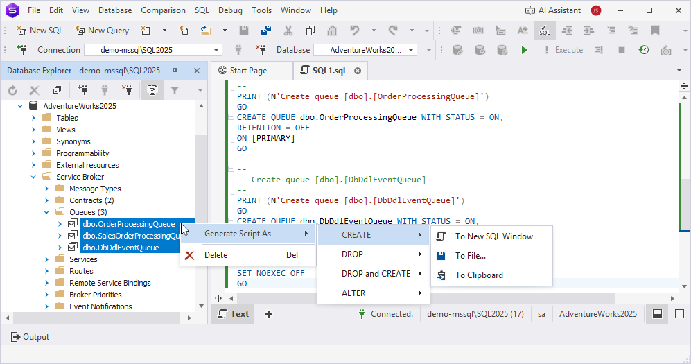 Bulk operations for multiple queues