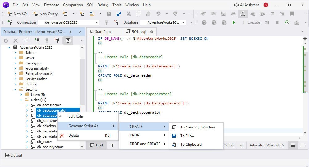 Bulk operations for multiple roles