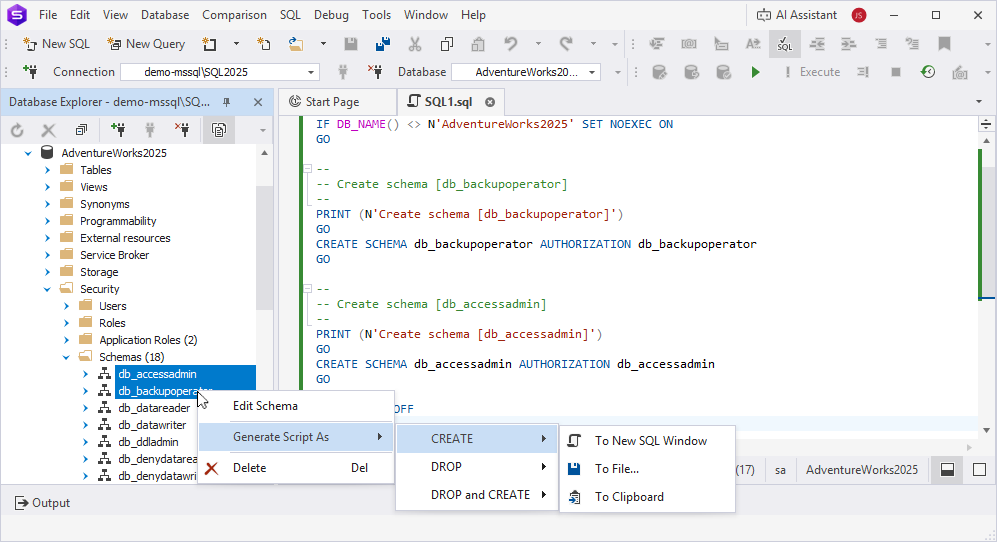 Bulk operations for multiple schemas