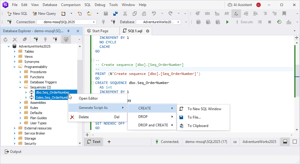 Bulk operations for multiple sequences