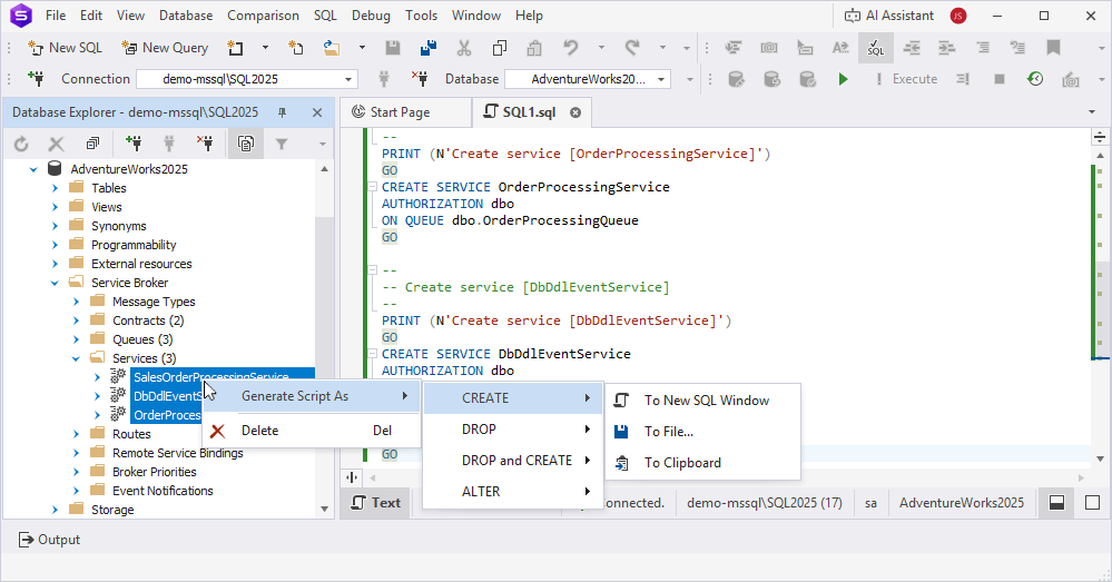 Bulk operations for multiple services