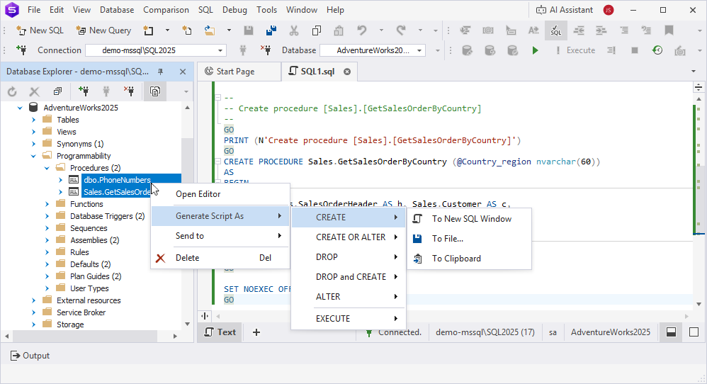 Bulk operations for multiple stored procedures