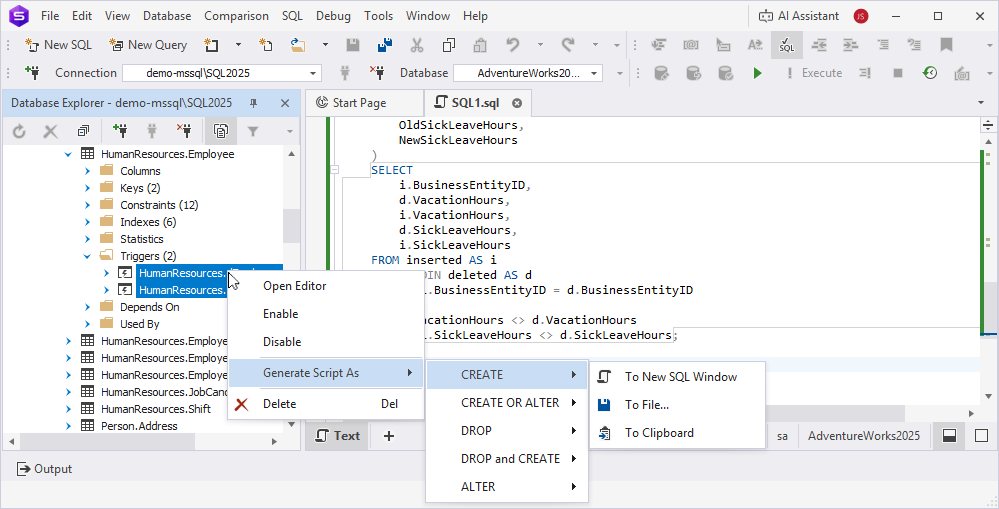 Bulk operations for multiple triggers