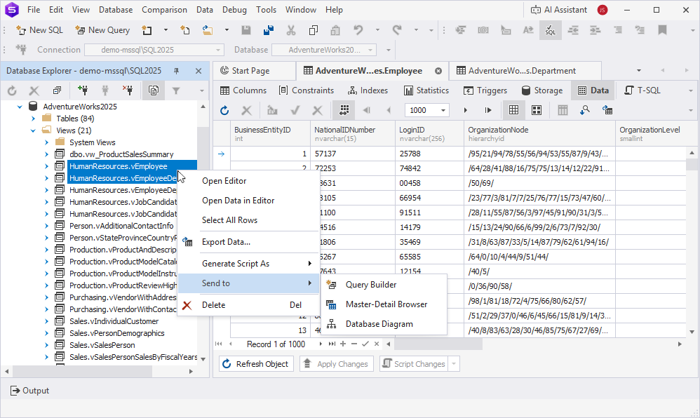 Bulk operations for multiple views