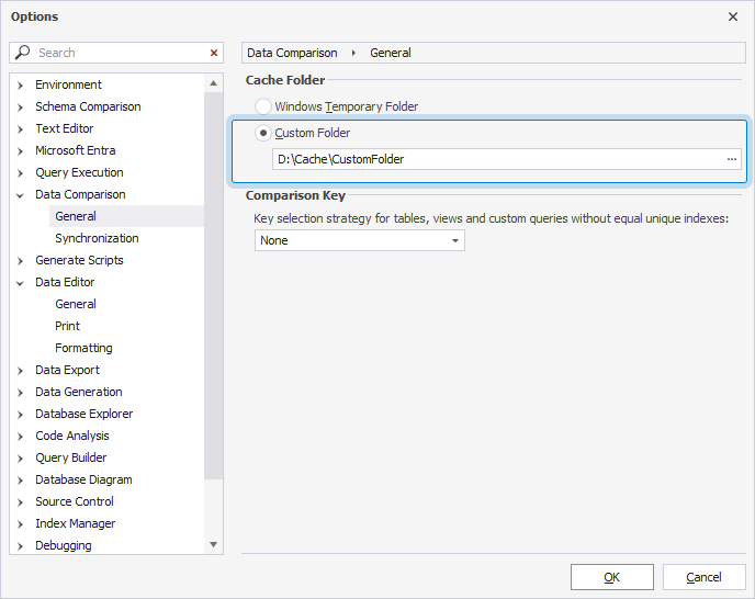 Change the location of the cache folder