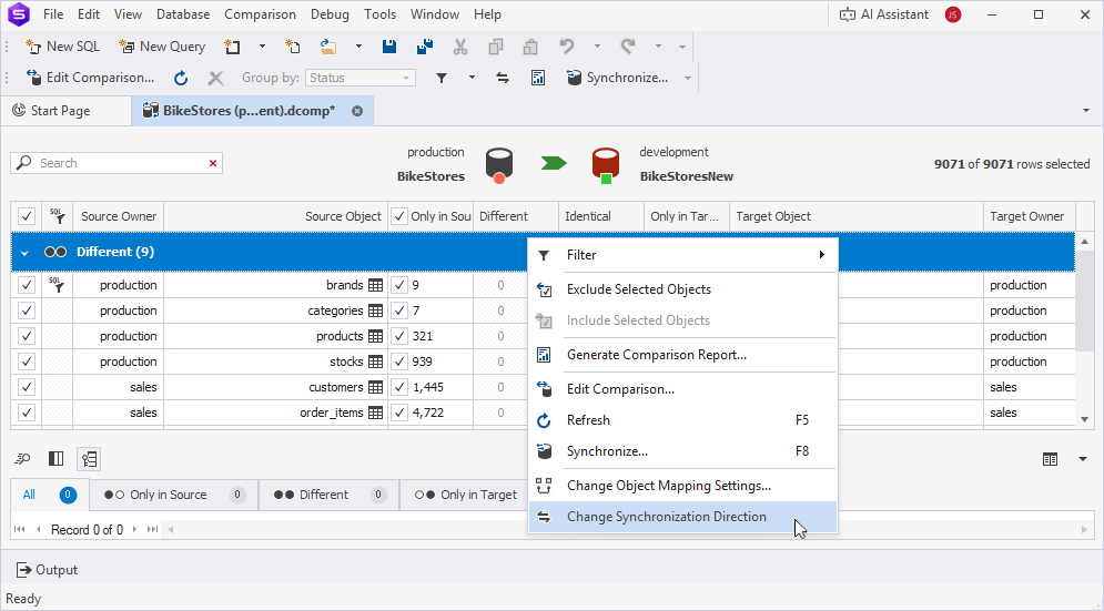 Change a synchronization direction
