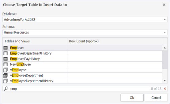 INSERT RESULTS query