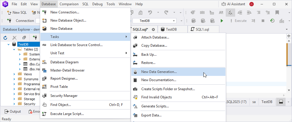 Open the Data Generator tool