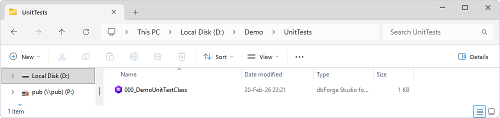 Create a file with unit test classes