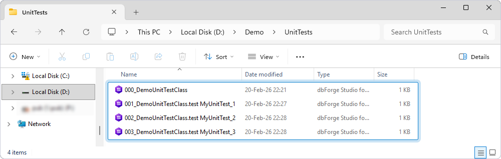 Save unit tests to drive