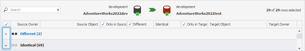 Expand or collapse the object group