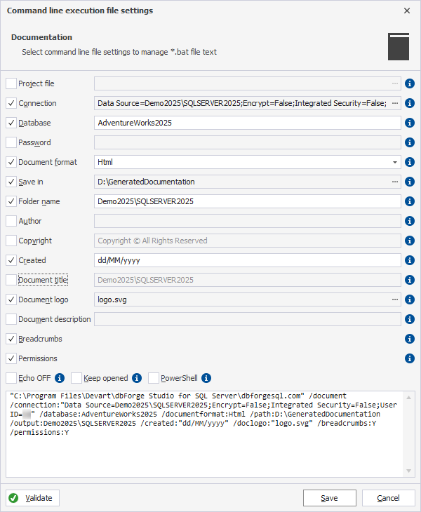 Command-line wizard for documentation generation