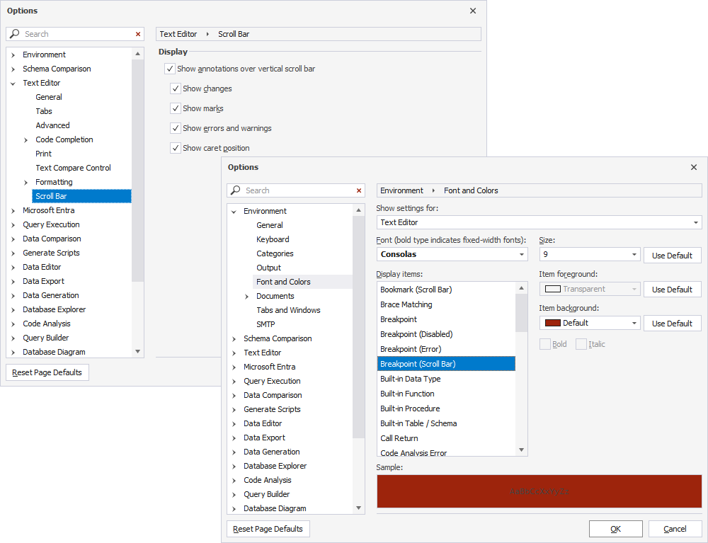 Configure scroll bar annotations