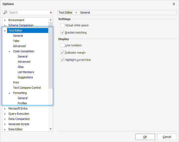 Configure SQL Editor settings