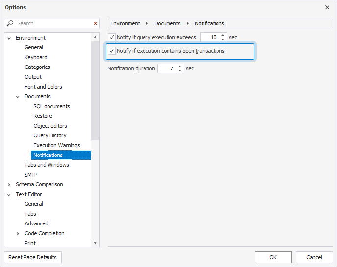 Enable or disable transaction reminders