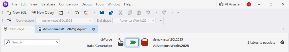 Populate data to the target database