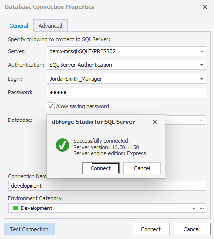Establish a server connection