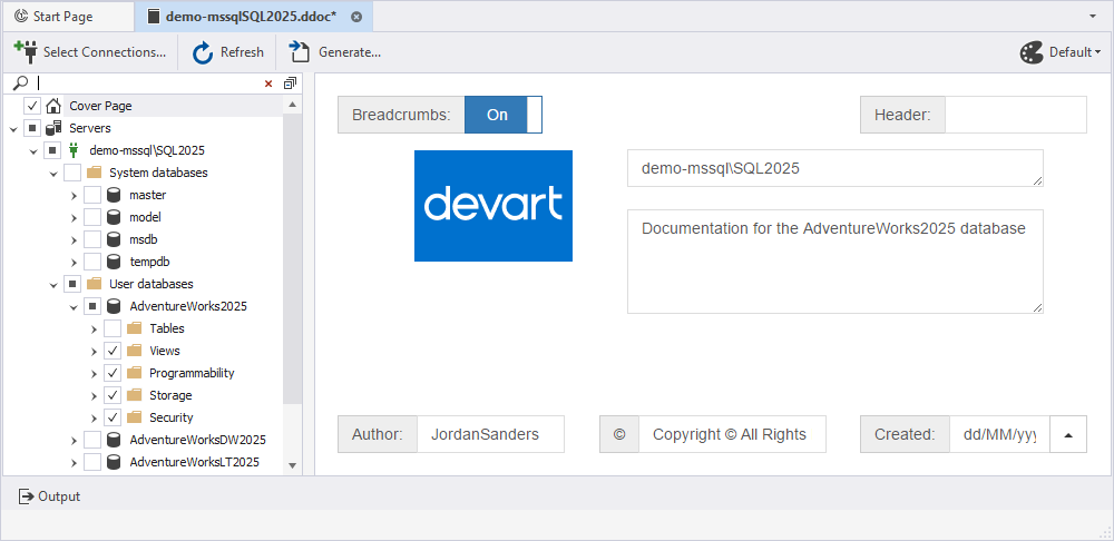 Customize the cover page of the documentation