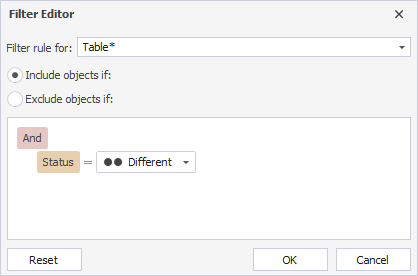 Add a condition in the Filter Editor dialog