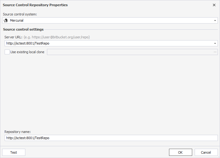 Add a Mercurial repository