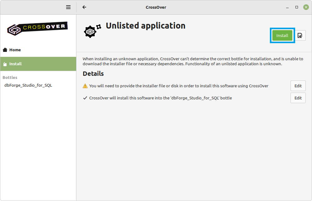 Install an unlisted application