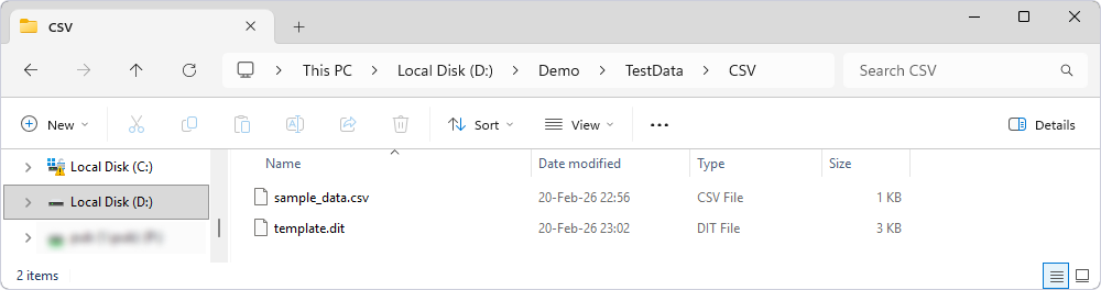 Elements stored in the CSV folder