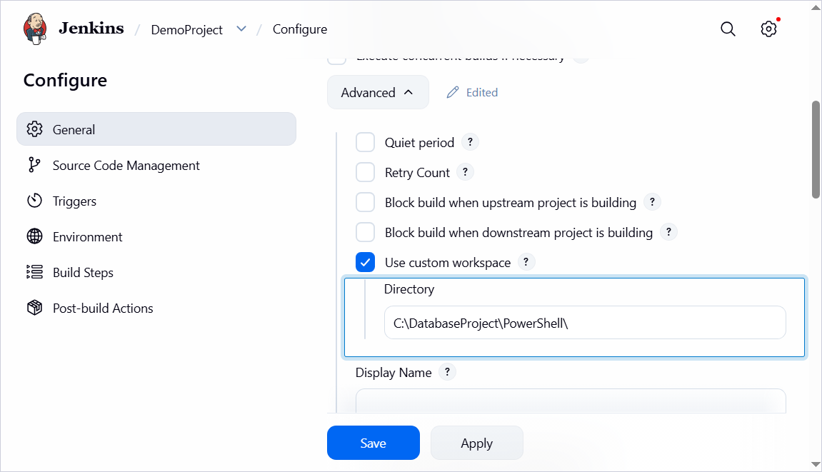 Configure the working folder settings
