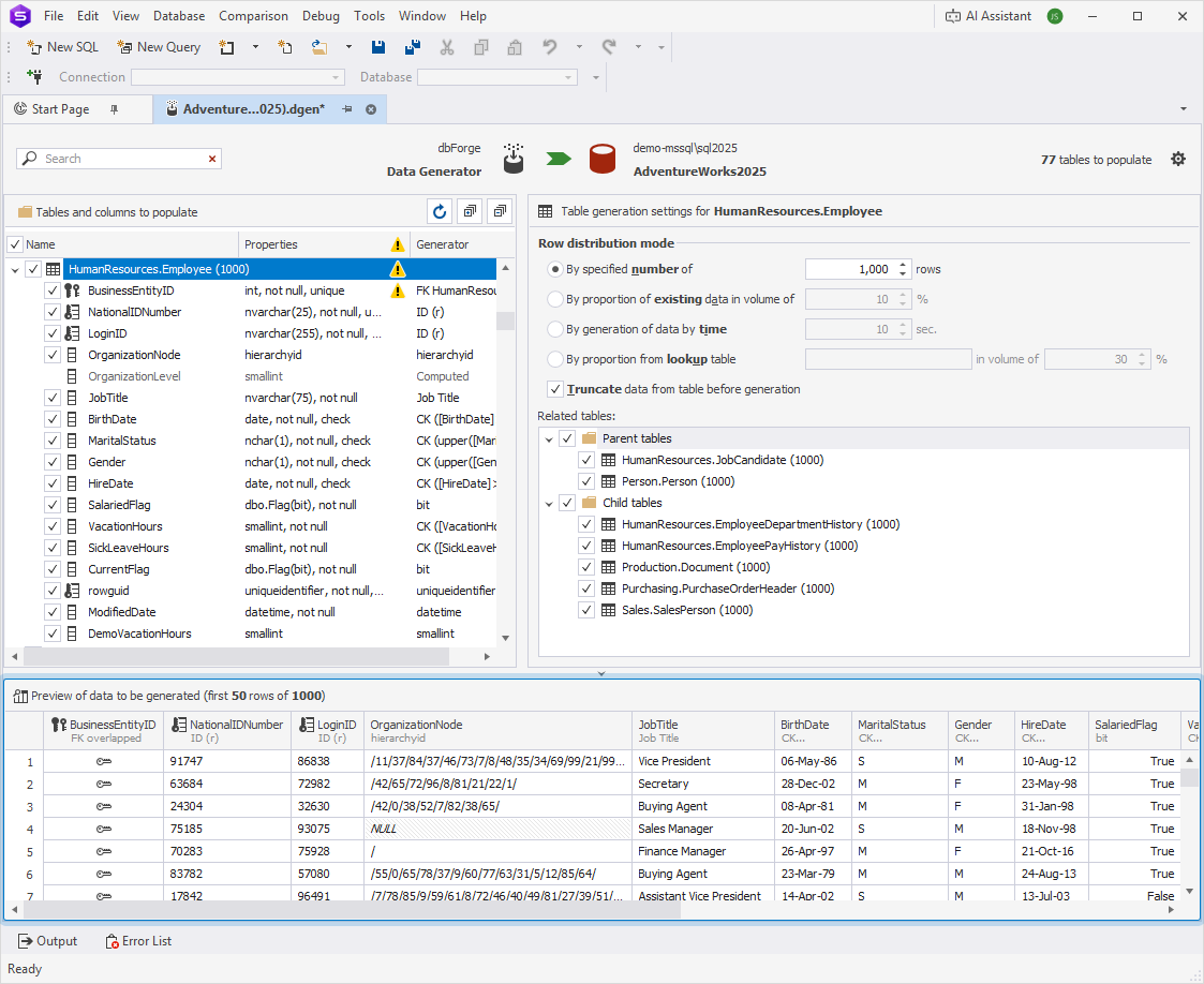 Configure the data generation project