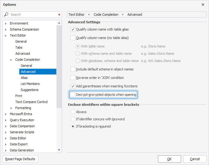 Decrypt encrypted objects when opening