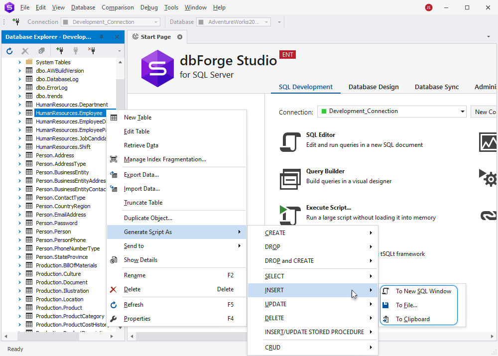 How to generate the DDL and DML statements for database objects
