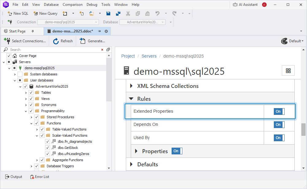 View the Extended Properties section in the documentation