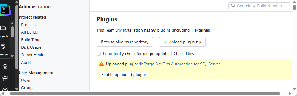 Enable the dbForge DevOps Automation for SQL Server plugin