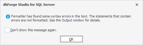 A message about syntax errors