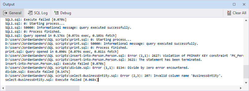 Output window