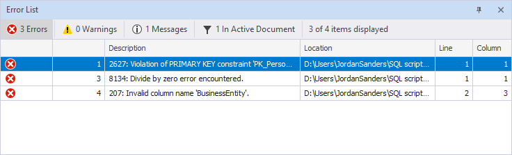Errors filter