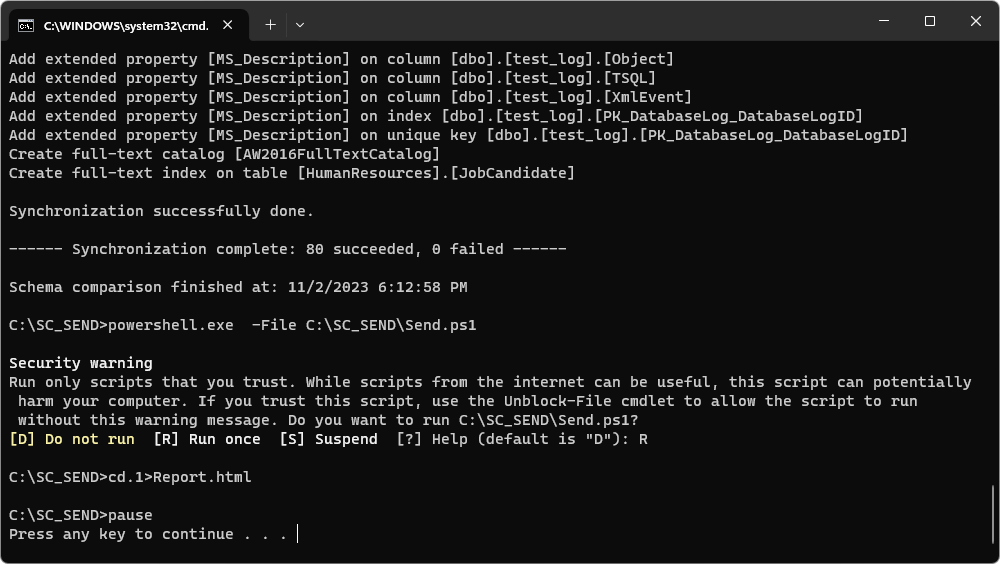 Start executing the .ps1 file