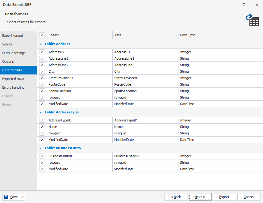 Data formats