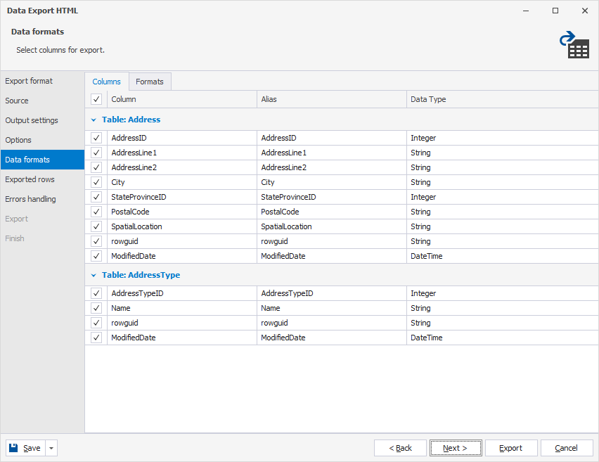 Data formats