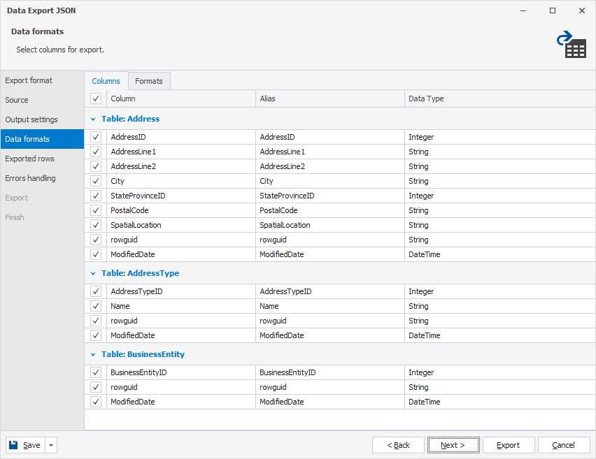 Data formats