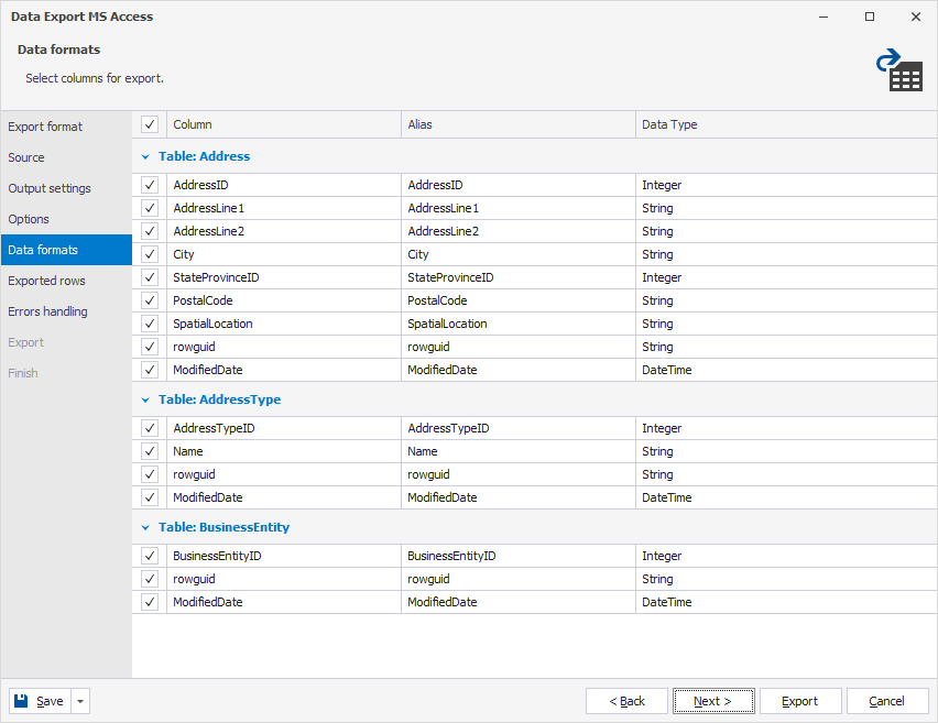 Data formats