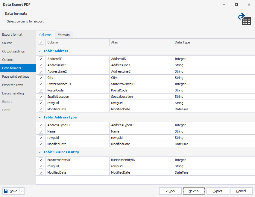 Data formats